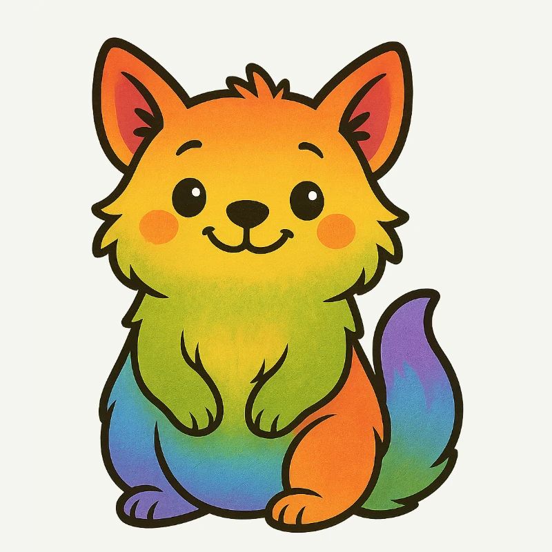 colorful rainbow fox