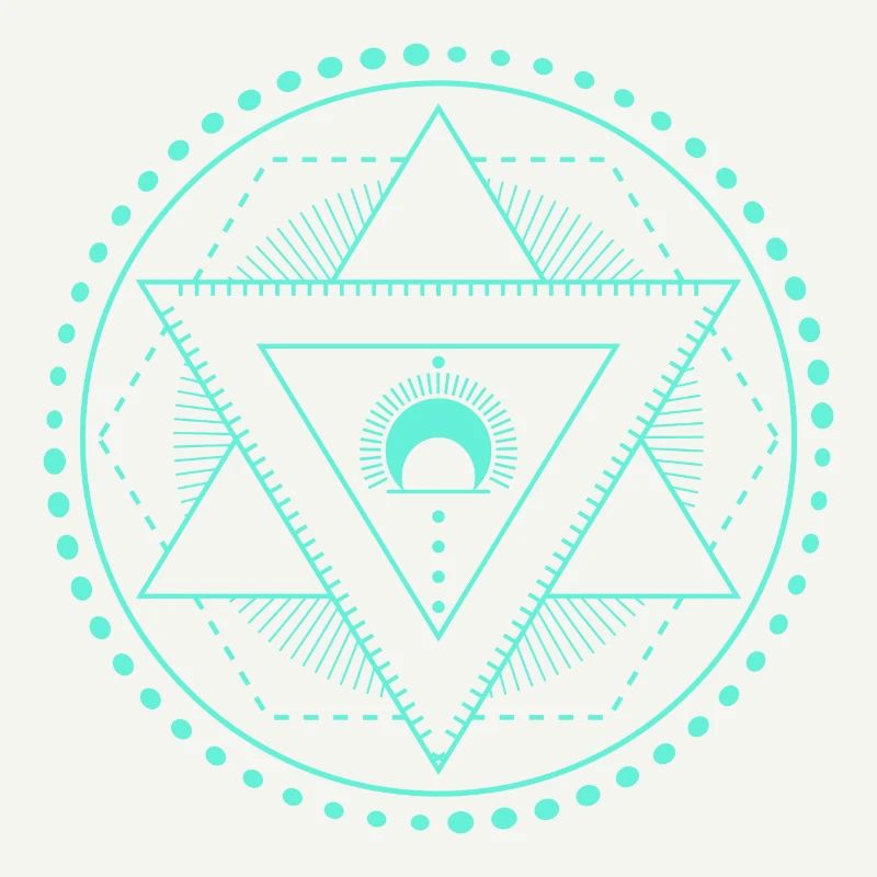 Géométrie hexagramme lune bleu