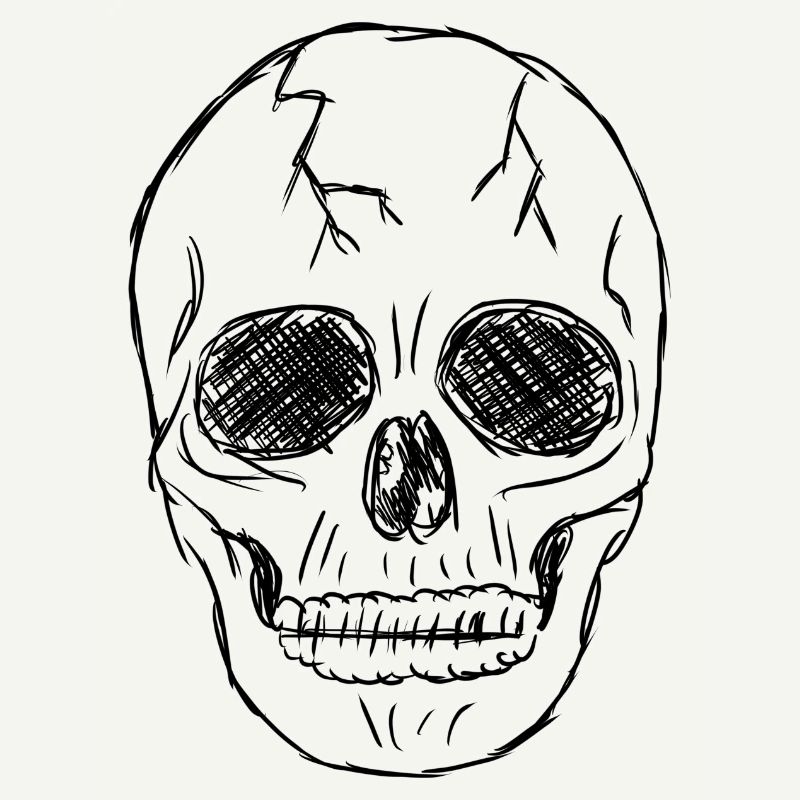 Totenkopf mit schwarzem Stift