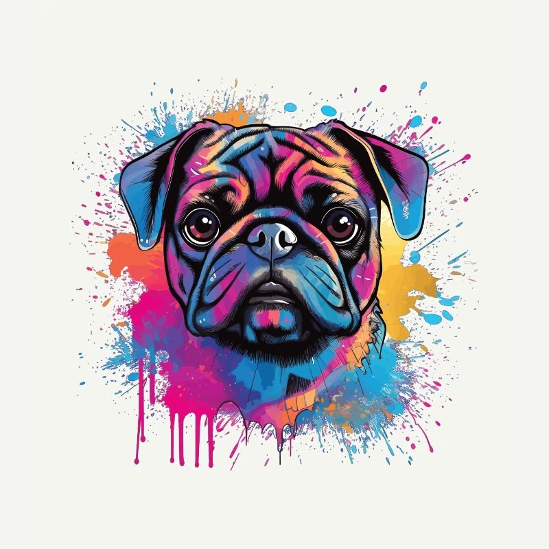 Pug paint splash design