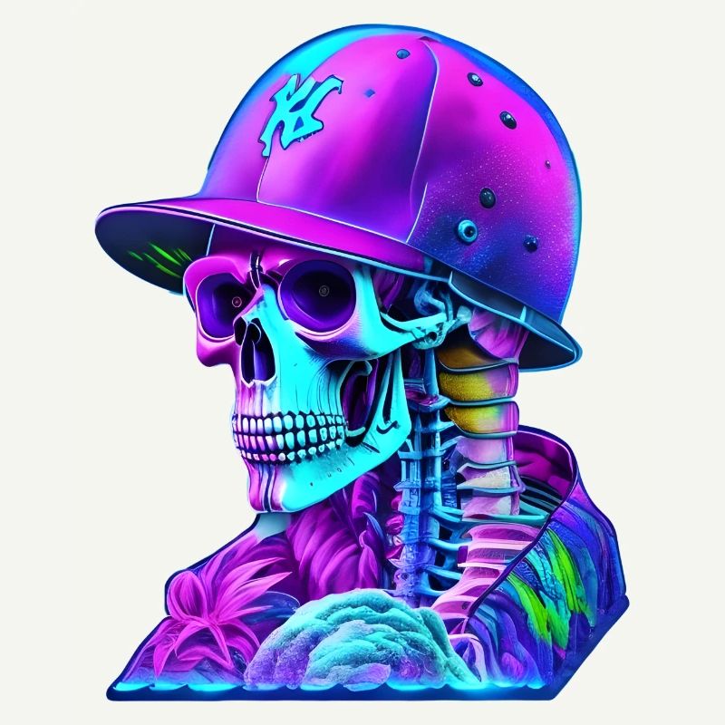 Squelette avec casquette