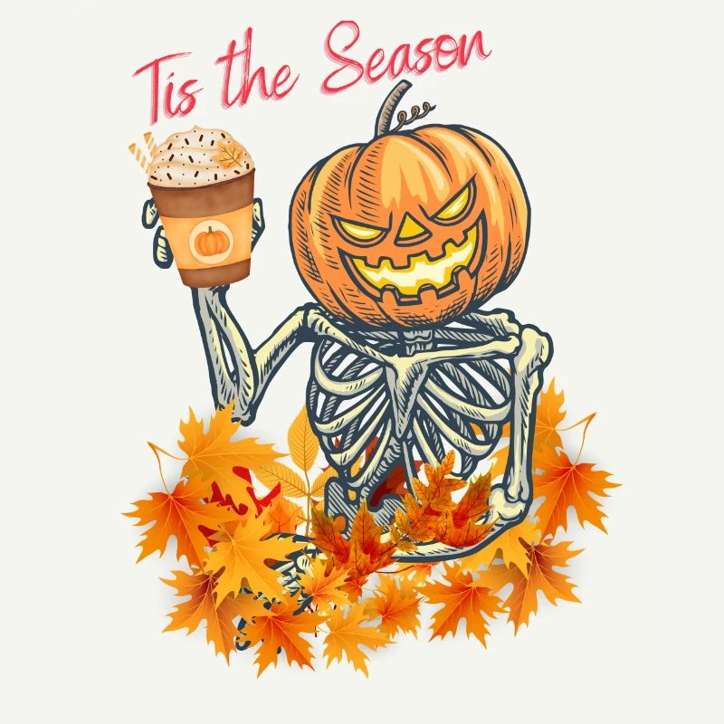 Halloween, pumpkin head with skeleton