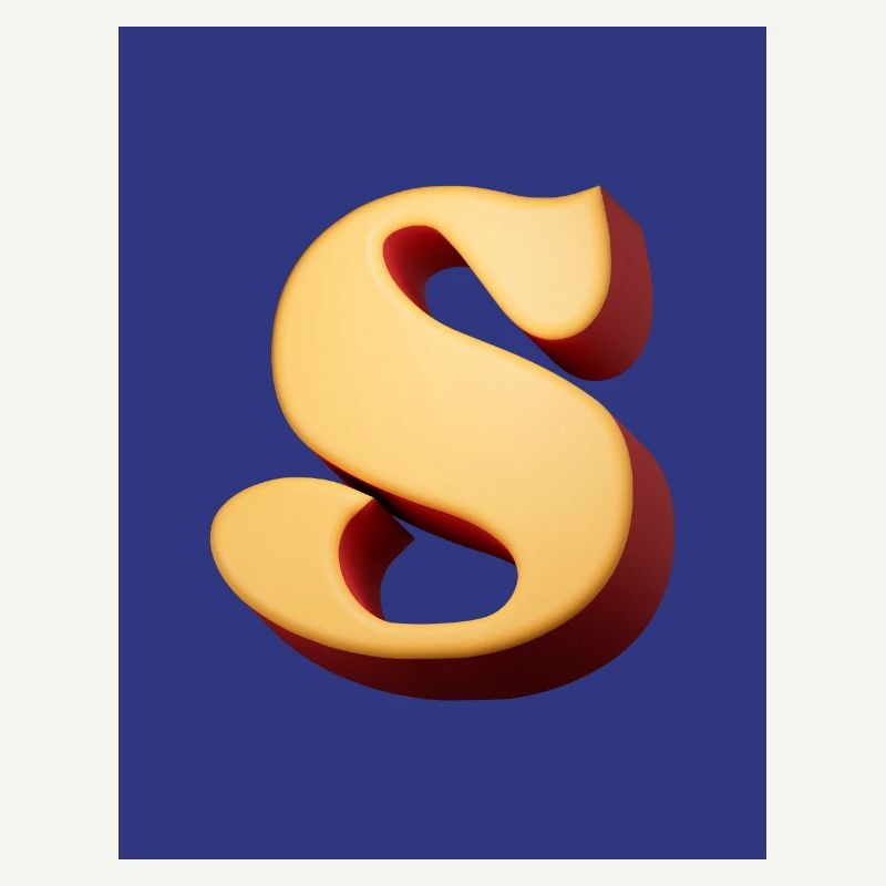 3D Hellbrauner Buchstabe S Look