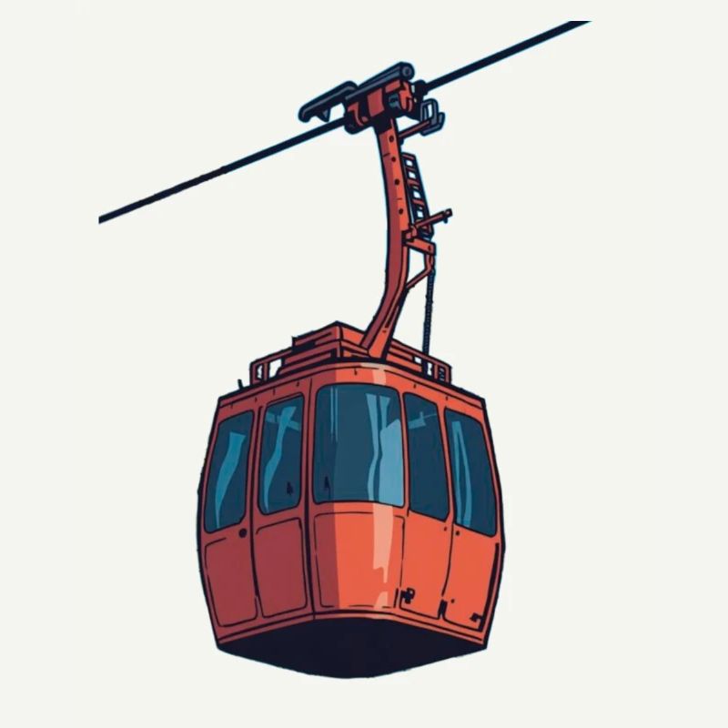 Red Cable Car Gondola Illustration