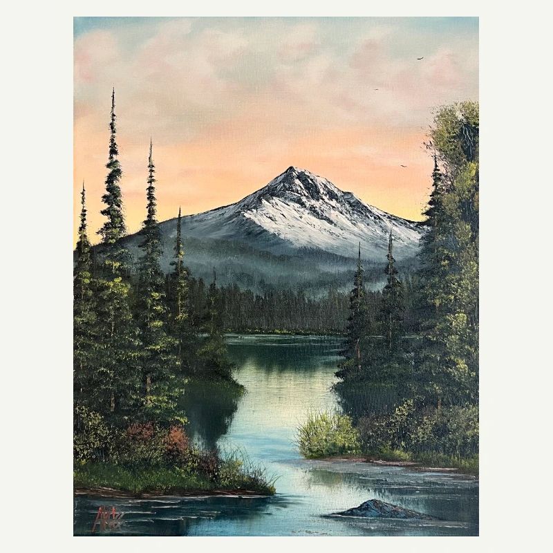 Mountain lake in the evening light