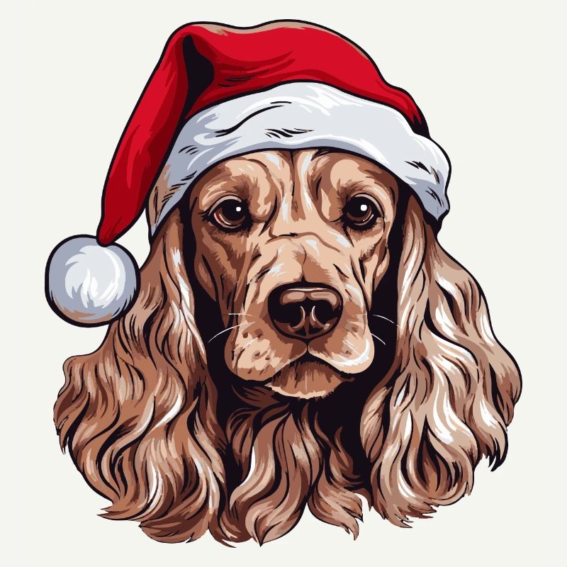 Tête de Noël de chien Cocker Spaniel