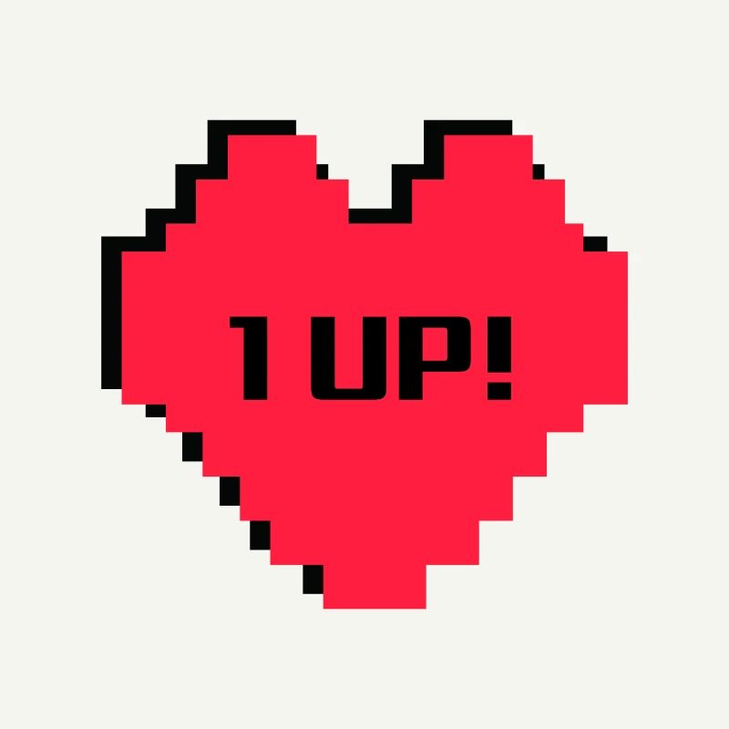 Gaming Herz 1 Leben Level Up 8Bit