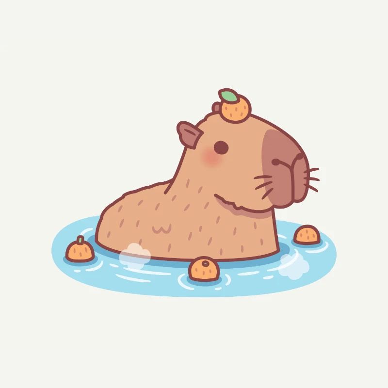 Cute Capybara Chilling In Hot Spring