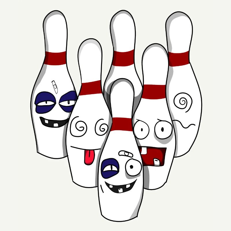 Quilles de boule de bowling détruites