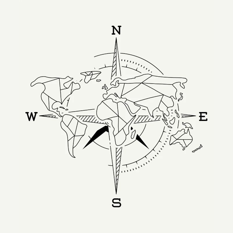 World map compass World map
