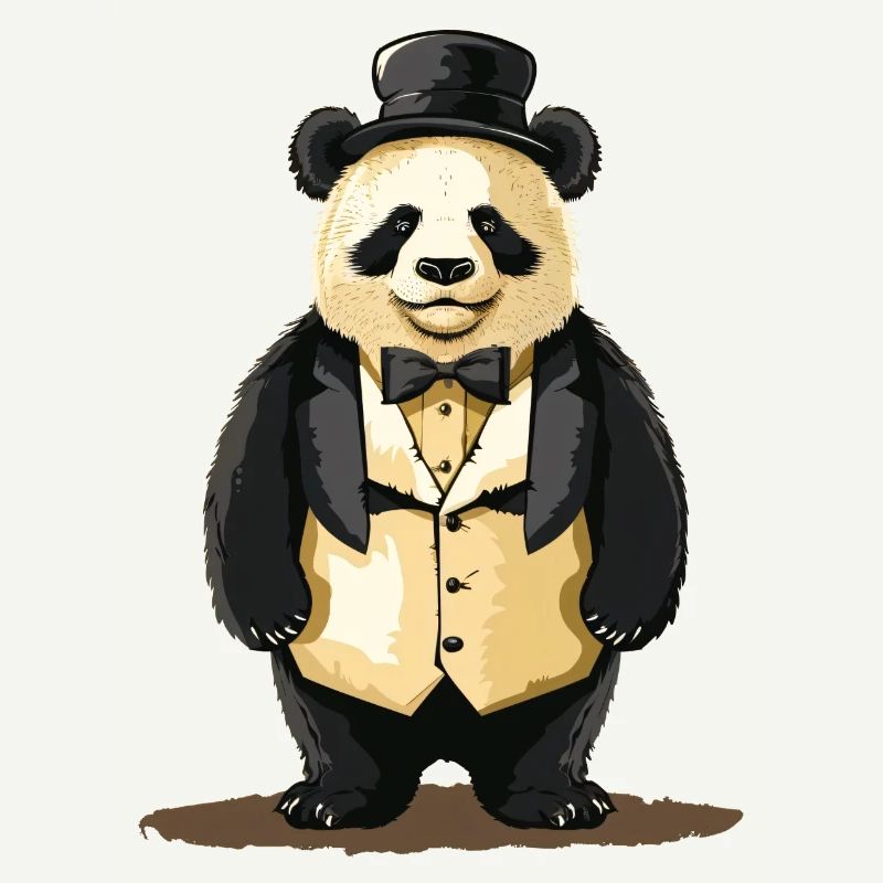 Panda mignon en queue de pie