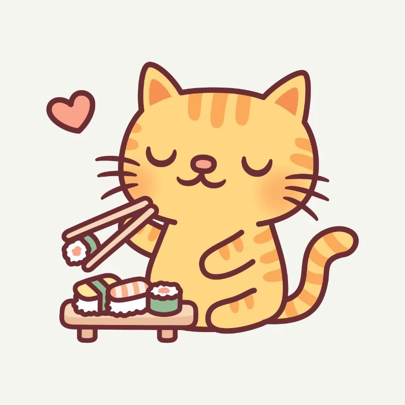 Mignon chat tabby aime les sushis