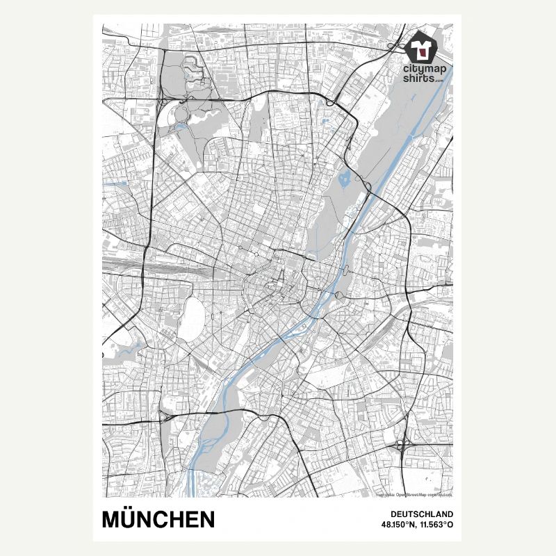 Munich Basic city map black and white