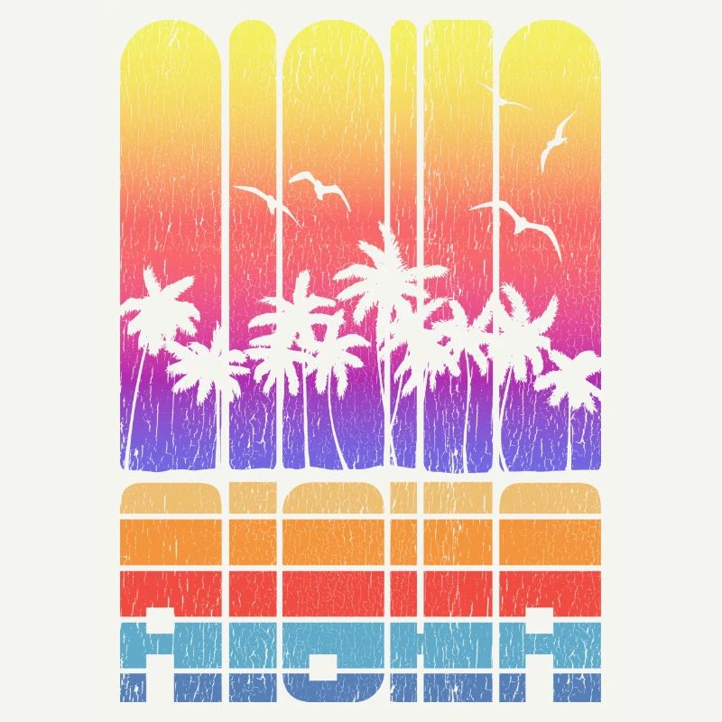 Cool Vacation Aloha Seaside Palm Tree Novelty