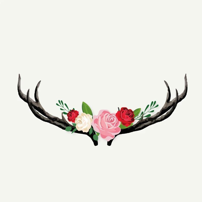 Hirschgeweih mit Blumen