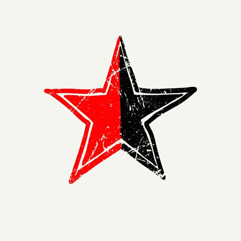 star red black drawn patina path turned