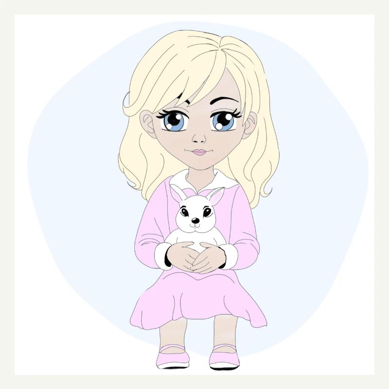 Kleines blondes Mädchen mit ihrem Kaninchen