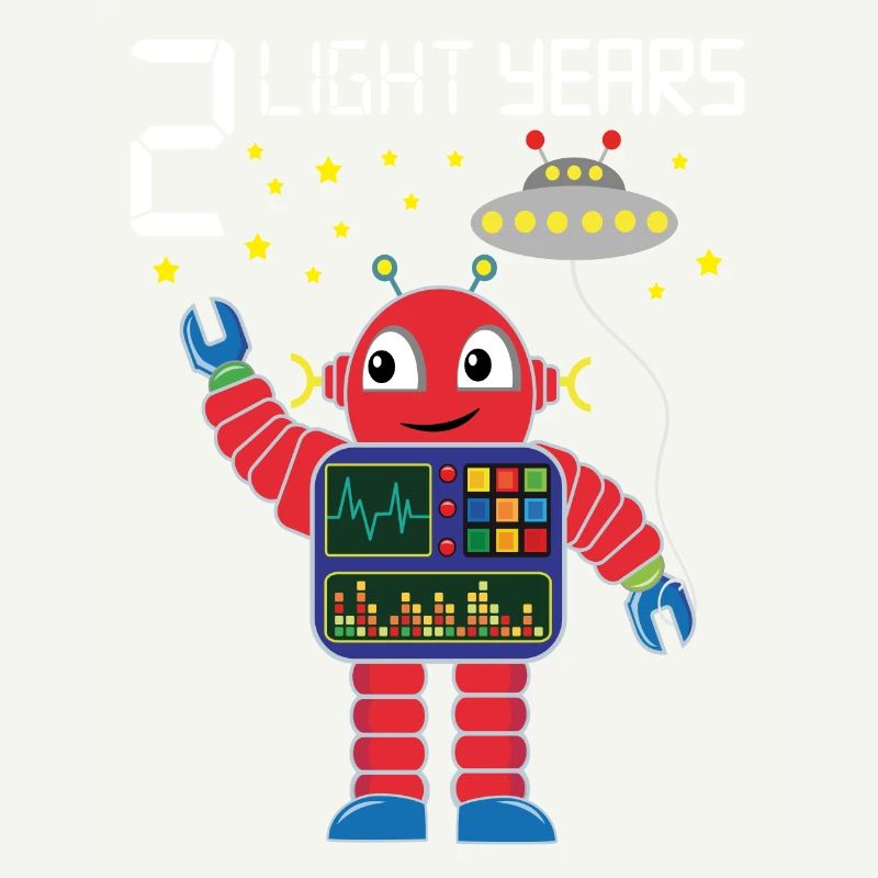 Robot congratulates 2 light years old two years