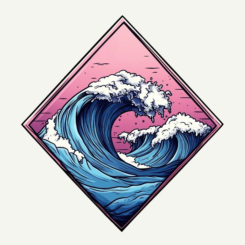 wave logo, diamond shape, ocean design