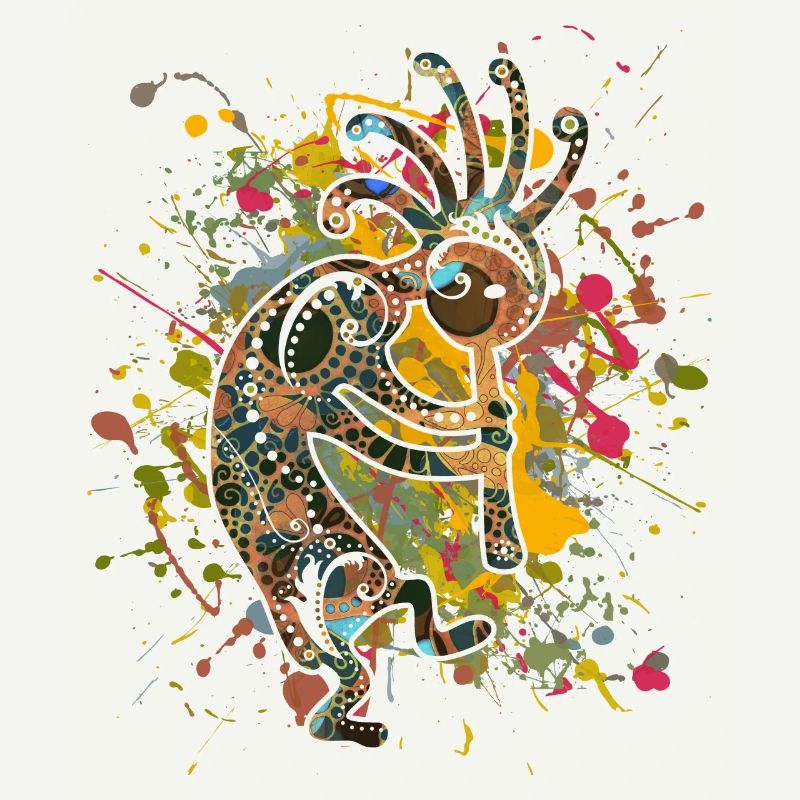 Native Americans Kokopelli - Colorfully Splashes 4