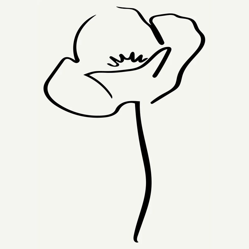 Mohnblume Line Art - Minimalistisch