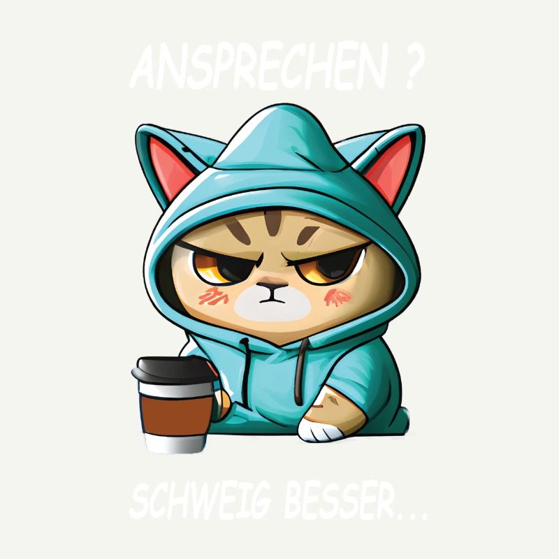 Ansprechen - Schweig besser Kaffee Spruch Katzen