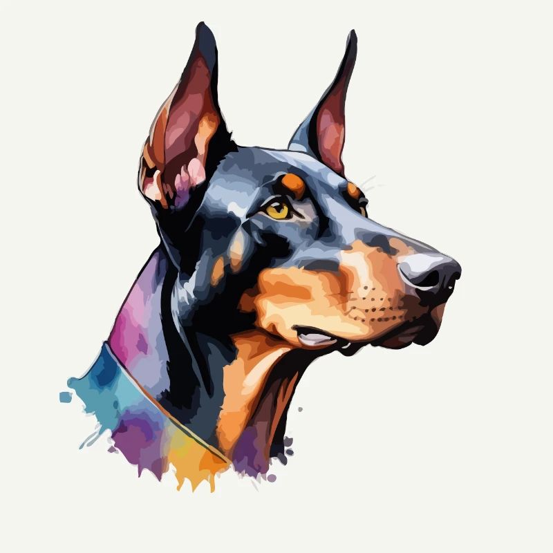 Dobermann Hund Cool Bunt Groß