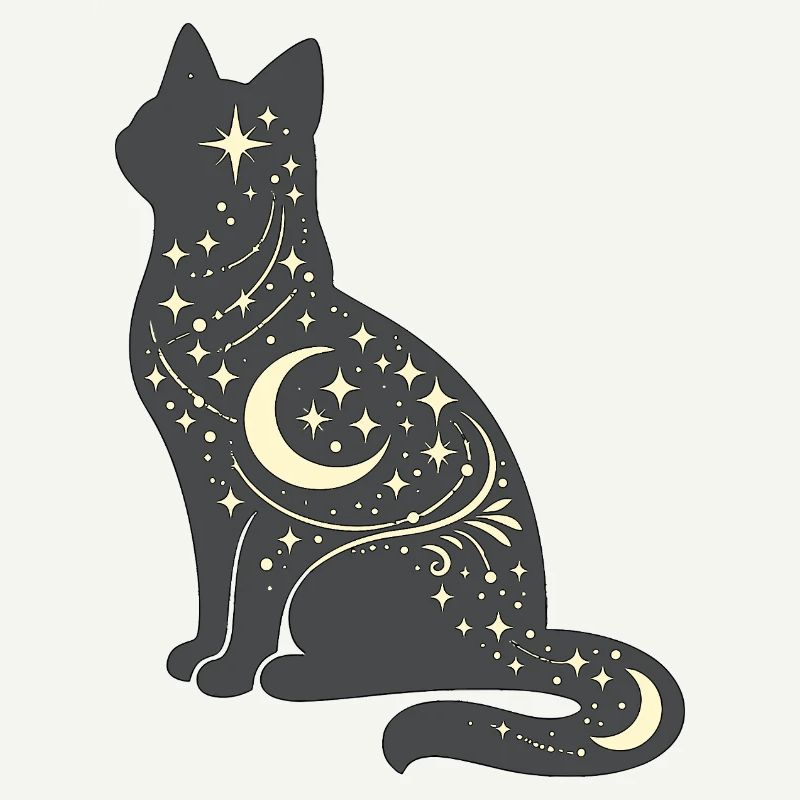 Moon Star Cat Silhouette