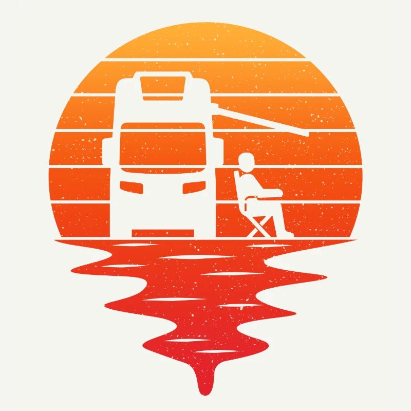 retro sunset camper motorhome caravanning