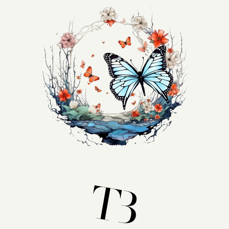 Beau design de papillon dans l’anneau de fleurs