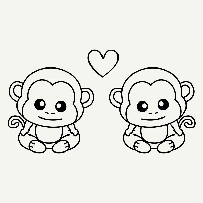 Affe Comic Paar Liebe