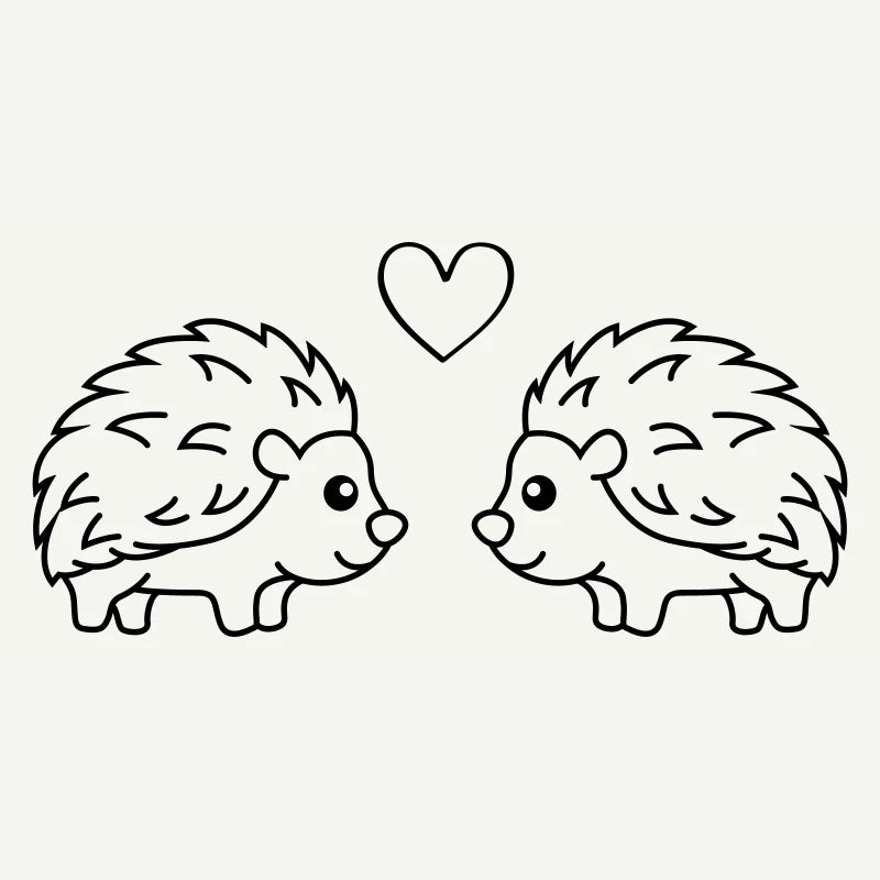 Hedgehog Comic Couple Amour