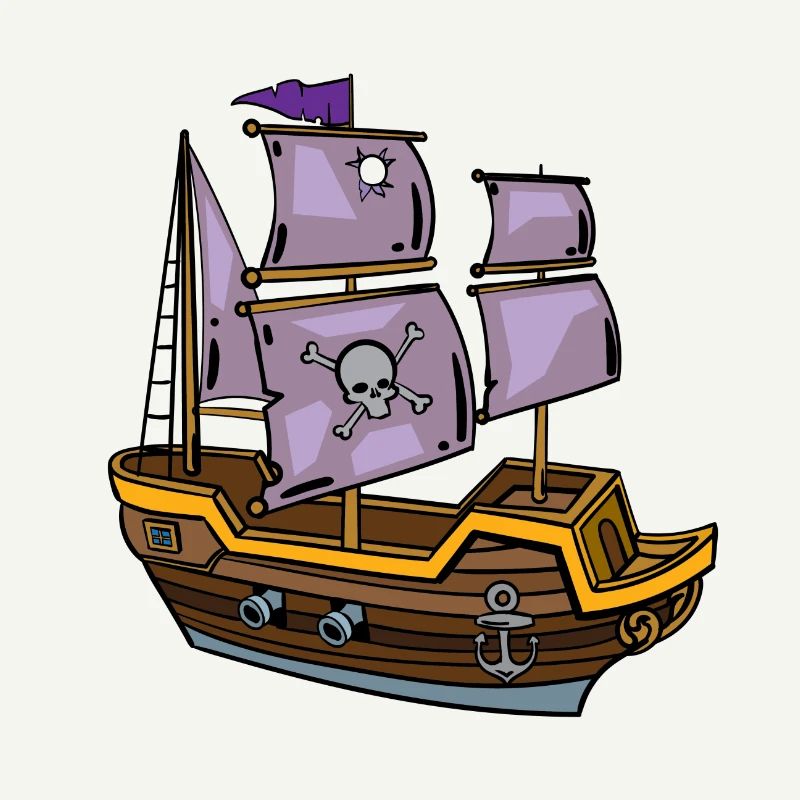 Pirate ship with skull