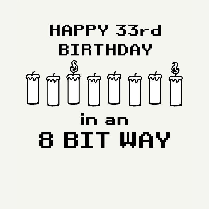 binary happy birthday 8bit 33 birthday nerd gamer