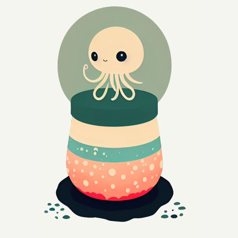 Mignonne pieuvre assise dans sa joyeuse petite bulle