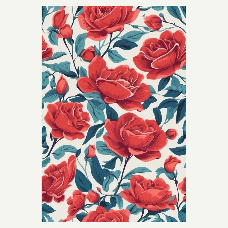 Rote Blumen mit grünen Blättern