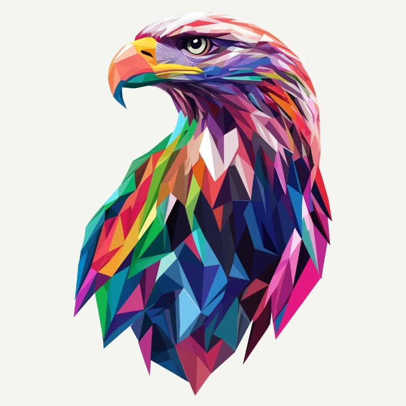 tête d’aigle Low Poly Art Logo Design Coloré