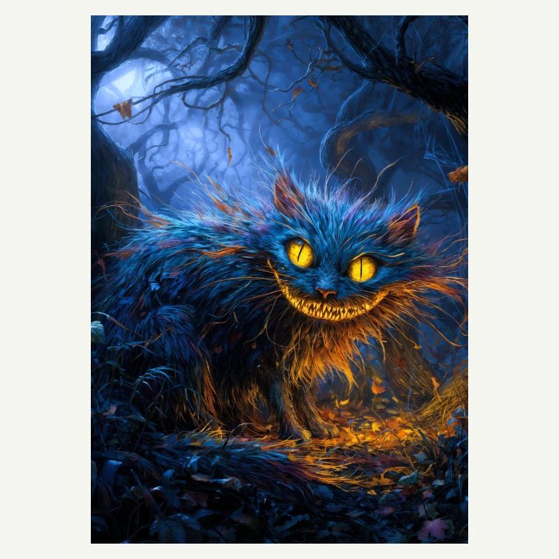 Chat bleu du Cheshire au clair de lune
