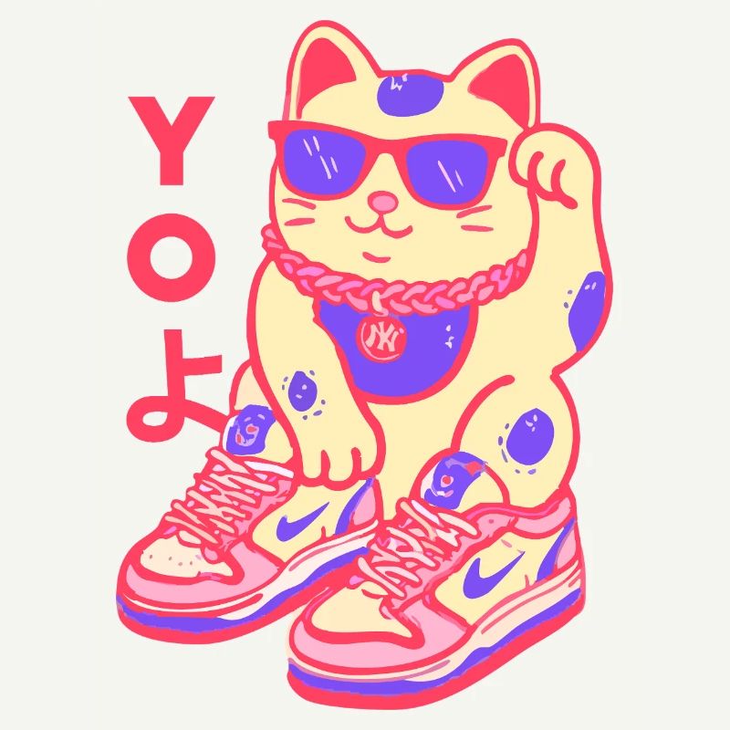 Neon Kawaii Maneki Sneaker Cat