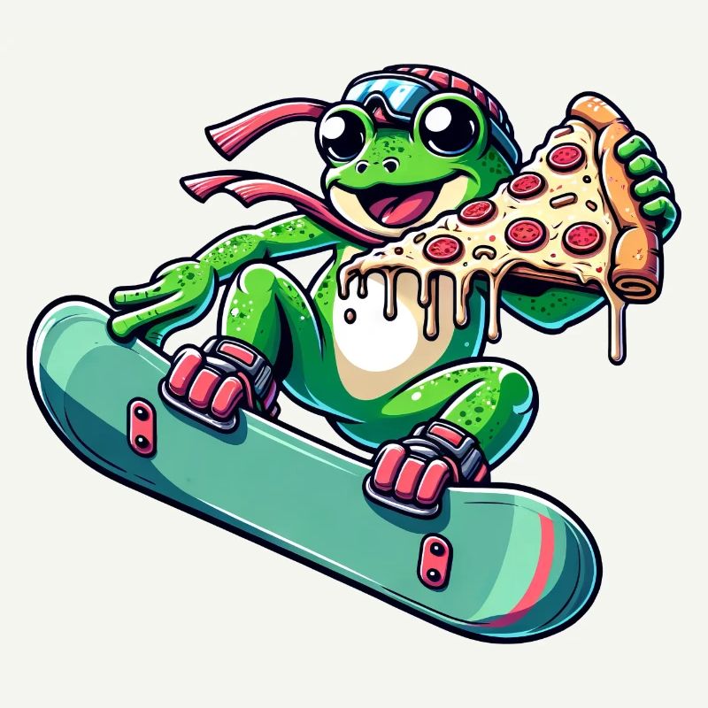 Frosch-Snowboarder: Pizza-Abenteuer