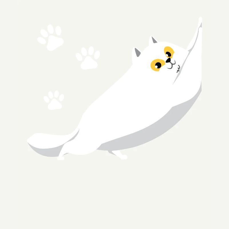 Chat blanc potelé qui s'étend