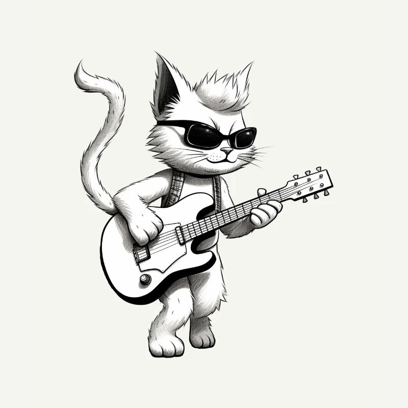 Cat playing guitar