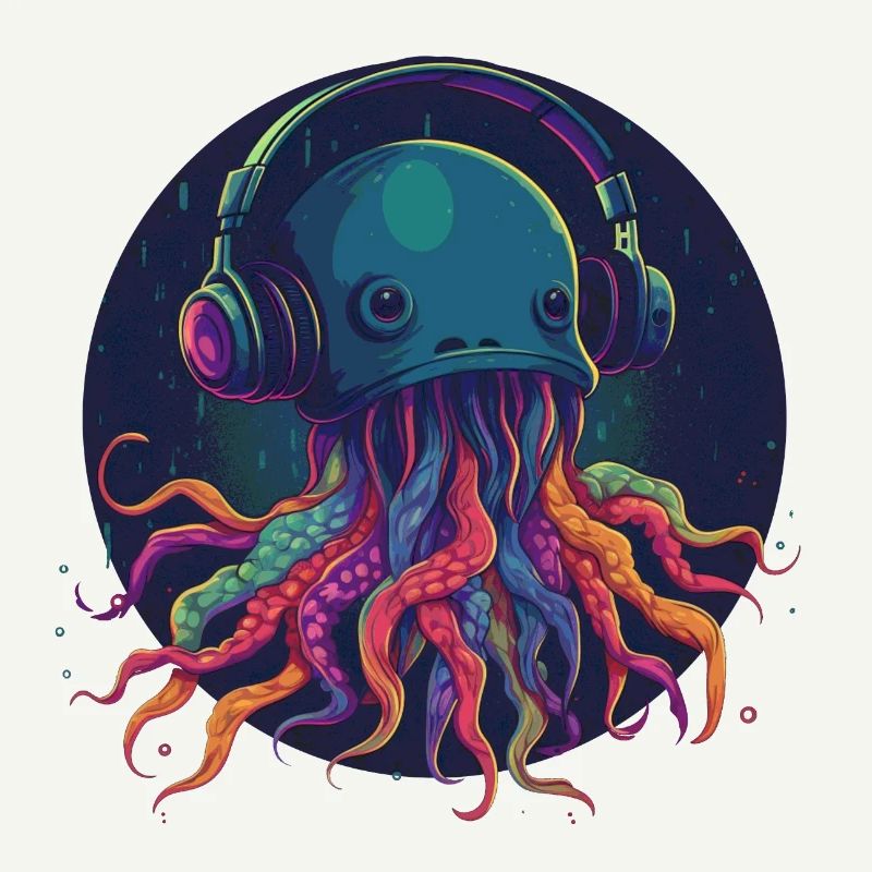 Techno Jellyfish - Coole Qualle mit Kopfhörern