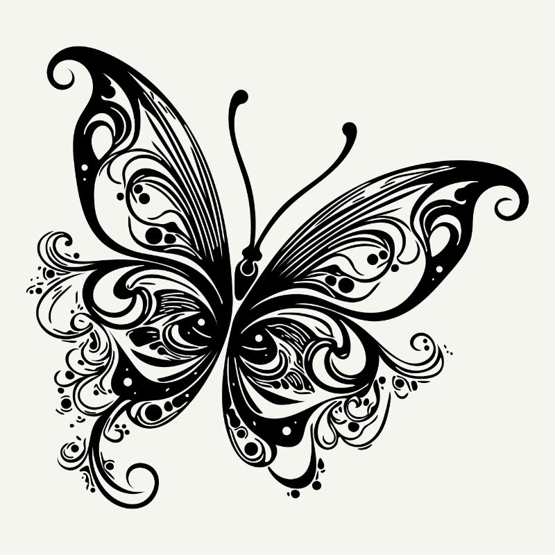 Lines and Dots Style Butterfly Drawing