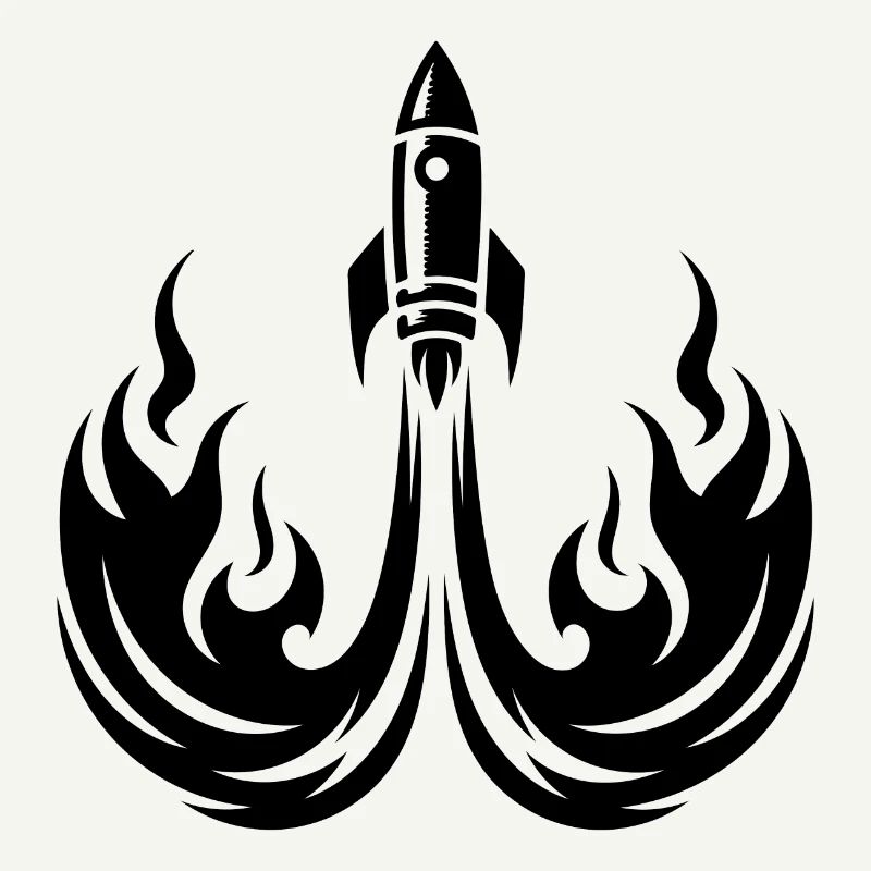 Launching spaceship in fire flames