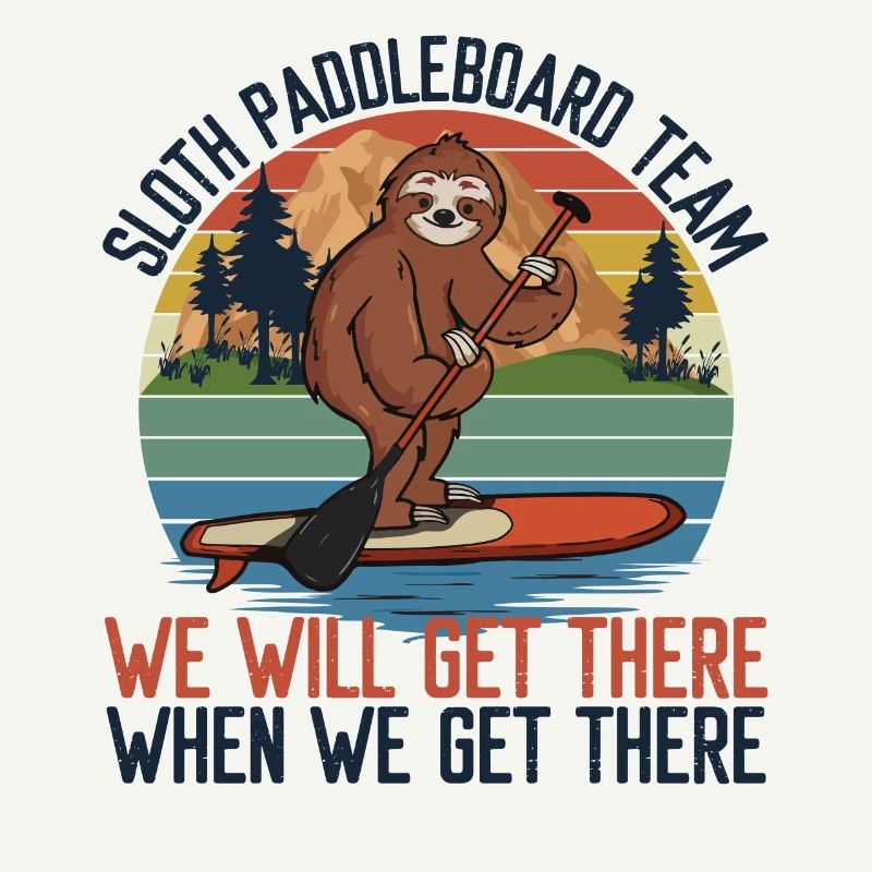 Sloth Paddle Board Team Vintage Retro Sunset