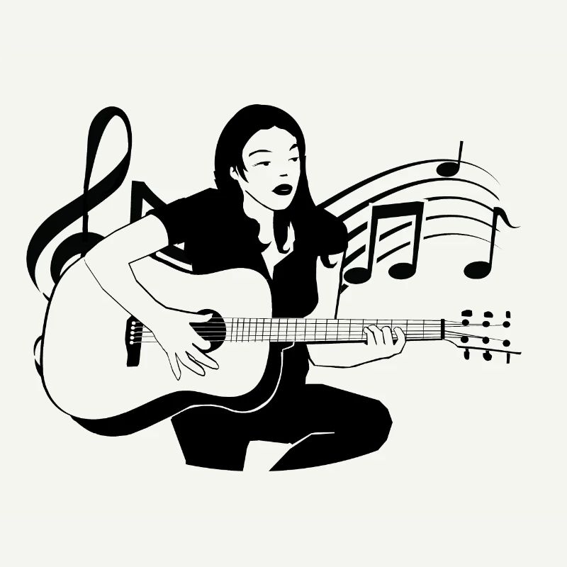 Guitariste classique folk joue de la guitare notes
