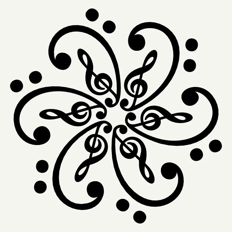 Basse & clef de sol, musique mandala, note, treble