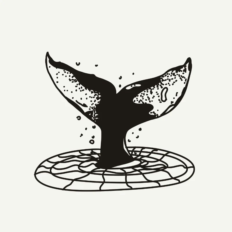 Diving whale into the ocean Design Illustration