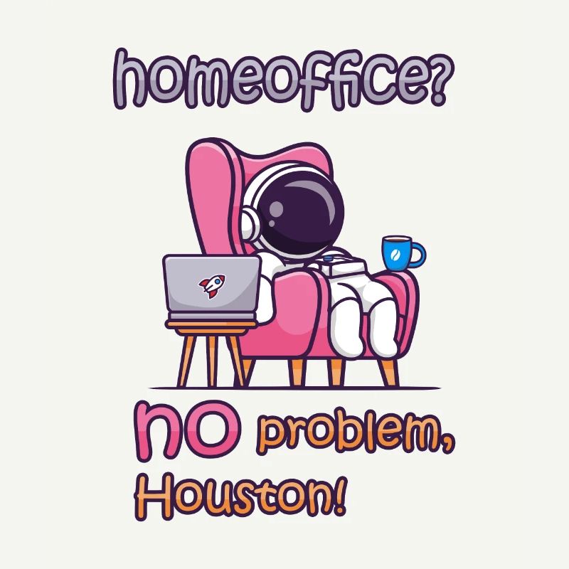 Homeoffice Arbeit arbeiten Astronaut mit Kaffee